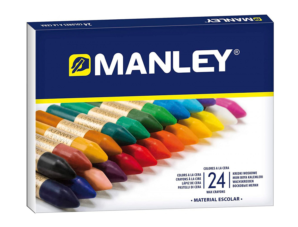 LAPICES CERA MANLEY CAJA DE 24 COLORES SURTIDOS