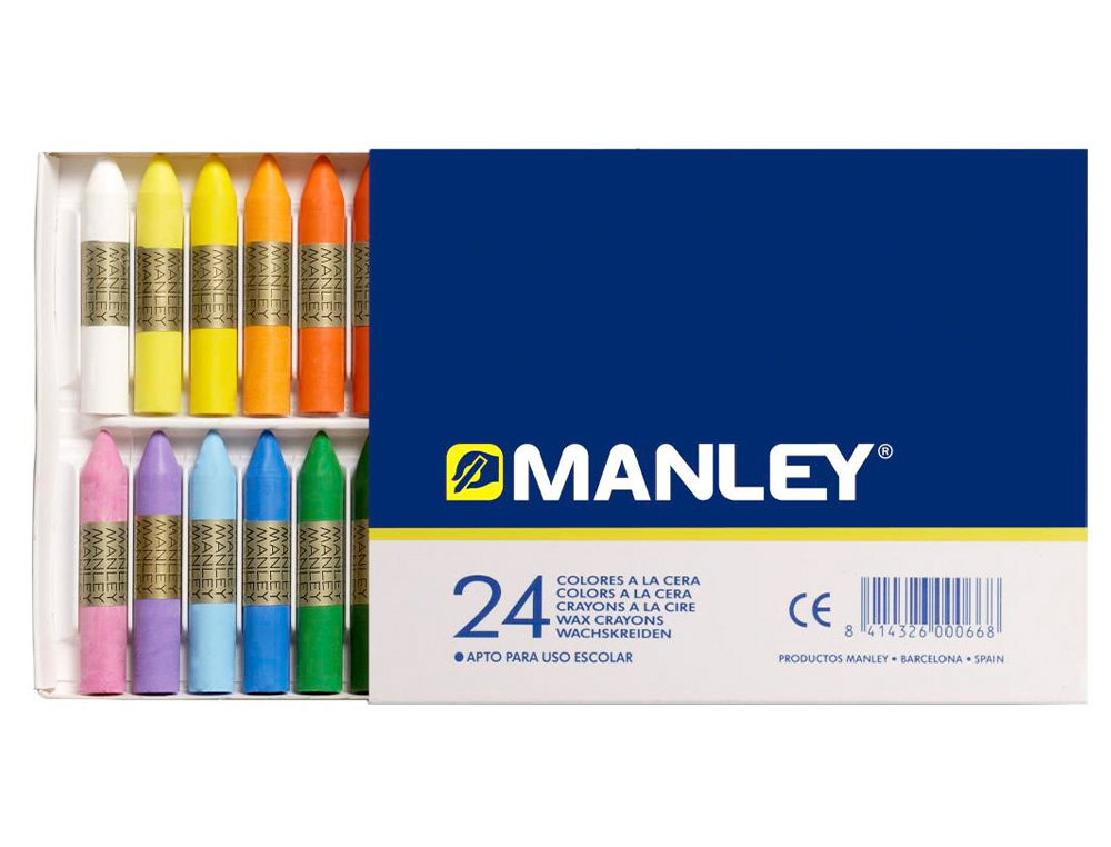 LAPICES CERA MANLEY CAJA DE 24 COLORES SURTIDOS