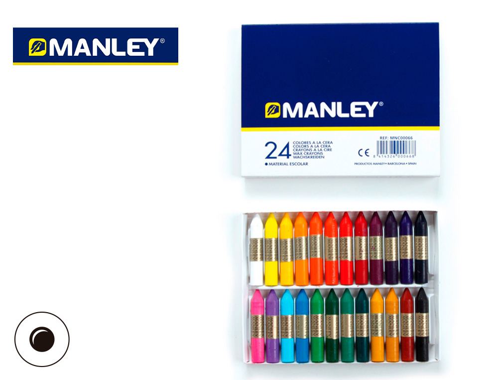 LAPICES CERA MANLEY CAJA DE 24 COLORES SURTIDOS