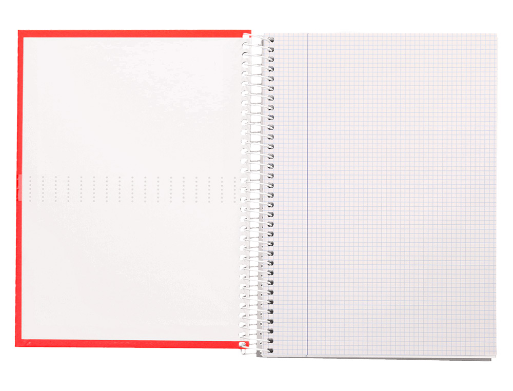CUADERNO ESPIRAL LIDERPAPEL A4 CRAFTY TAPA FORRADA 80H 90 GR CUADRO 4MM CON MARGEN COLOR ROJA