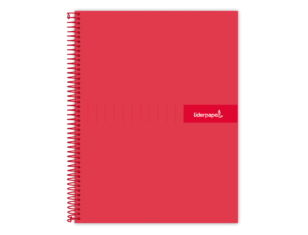 CUADERNO ESPIRAL LIDERPAPEL A4 CRAFTY TAPA FORRADA 80H 90 GR CUADRO 4MM CON MARGEN COLOR ROJA