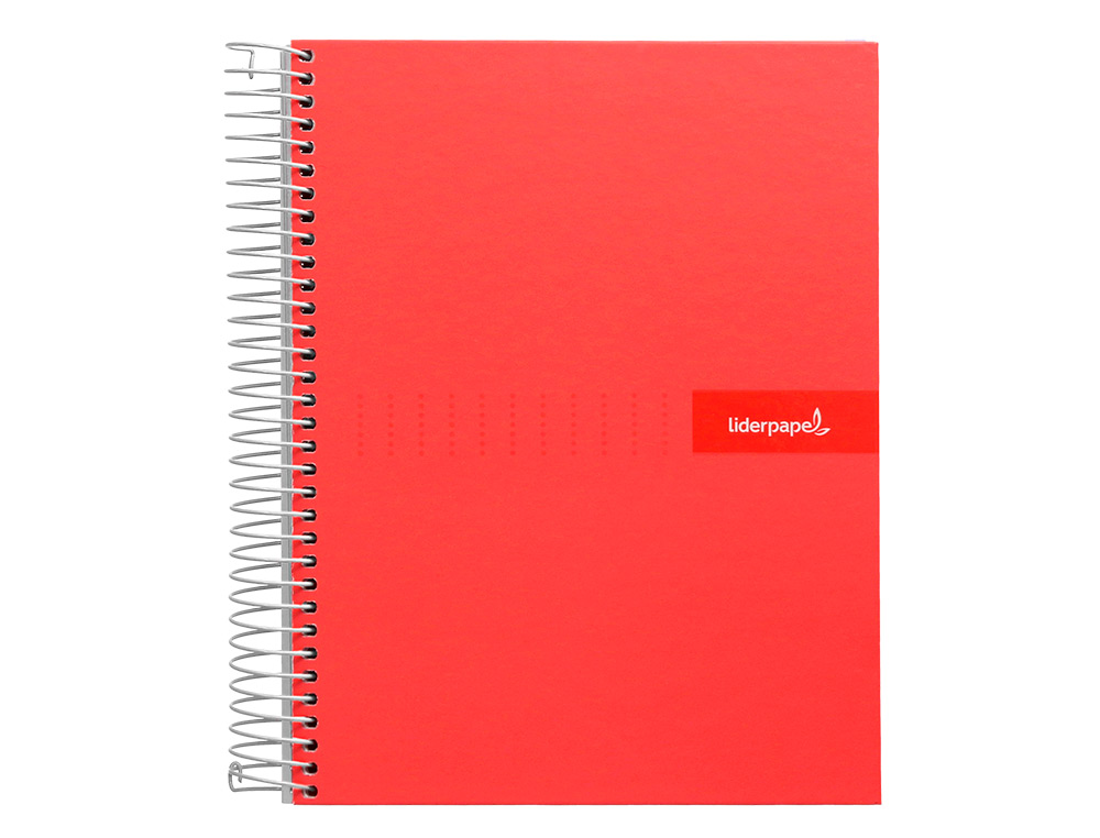 CUADERNO ESPIRAL LIDERPAPEL A4 CRAFTY TAPA FORRADA 80H 90 GR CUADRO 4MM CON MARGEN COLOR ROJA