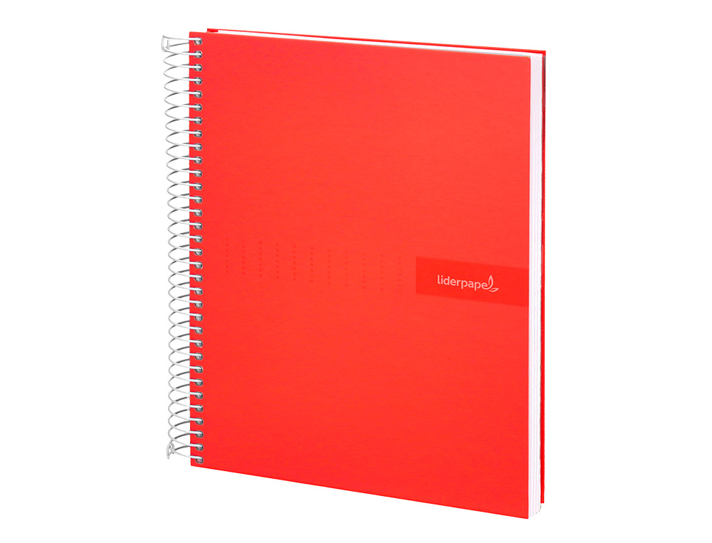 CUADERNO ESPIRAL LIDERPAPEL A4 CRAFTY TAPA FORRADA 80H 90 GR CUADRO 4MM CON MARGEN COLOR ROJA