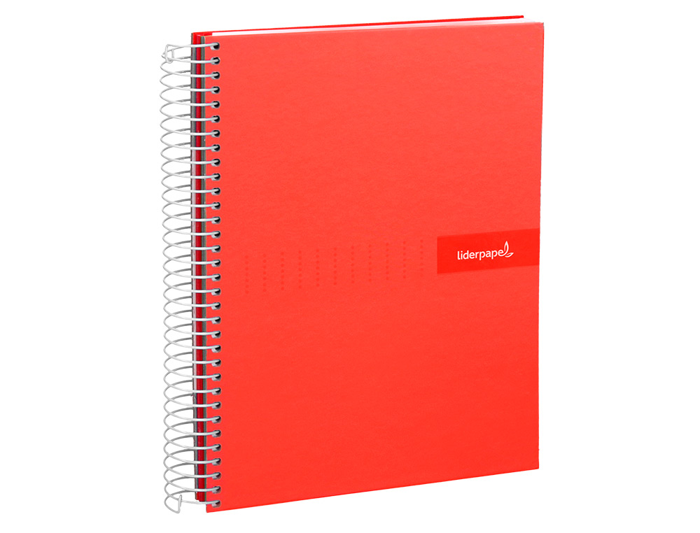 CUADERNO ESPIRAL LIDERPAPEL A4 CRAFTY TAPA FORRADA 80H 90 GR CUADRO 4MM CON MARGEN COLOR ROJA