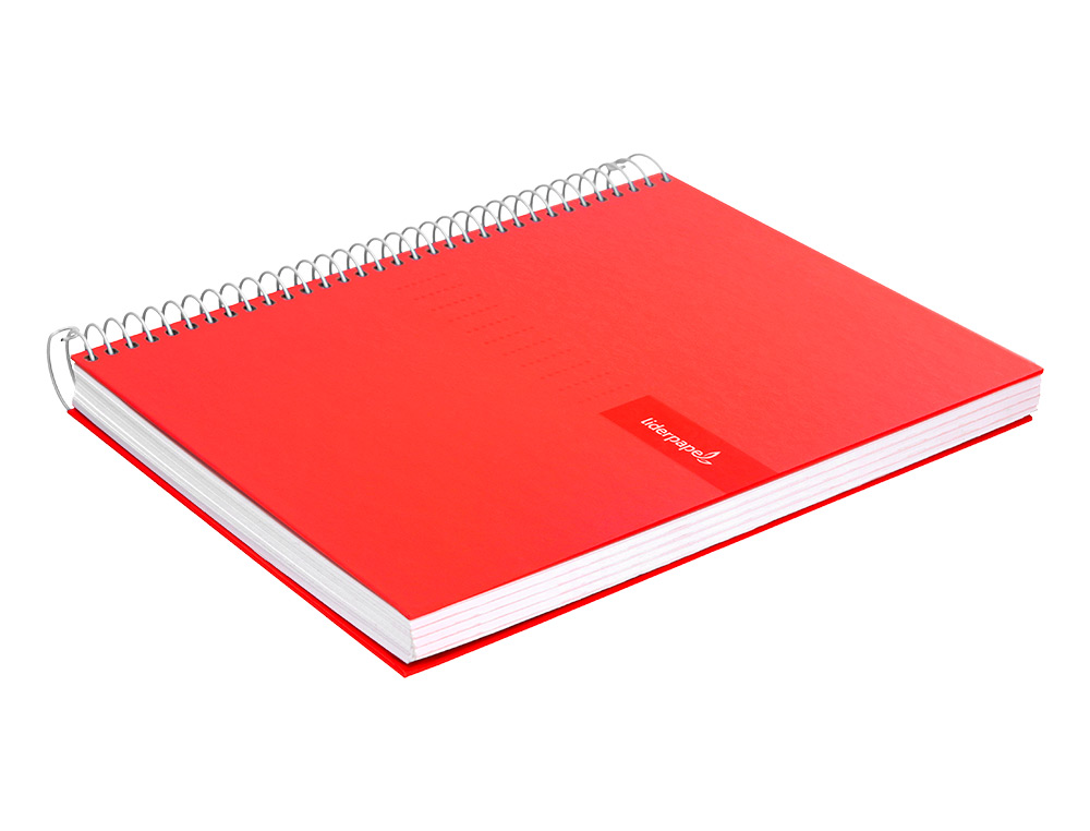 CUADERNO ESPIRAL LIDERPAPEL A4 CRAFTY TAPA FORRADA 80H 90 GR CUADRO 4MM CON MARGEN COLOR ROJA