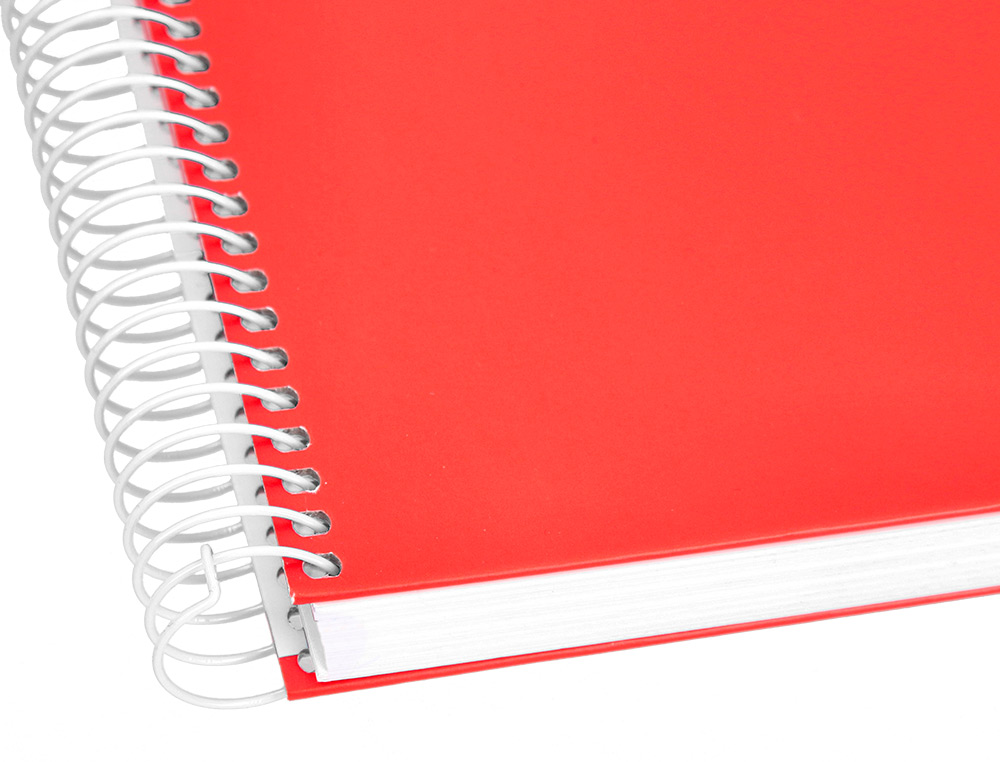 CUADERNO ESPIRAL LIDERPAPEL A4 CRAFTY TAPA FORRADA 80H 90 GR CUADRO 4MM CON MARGEN COLOR ROJA