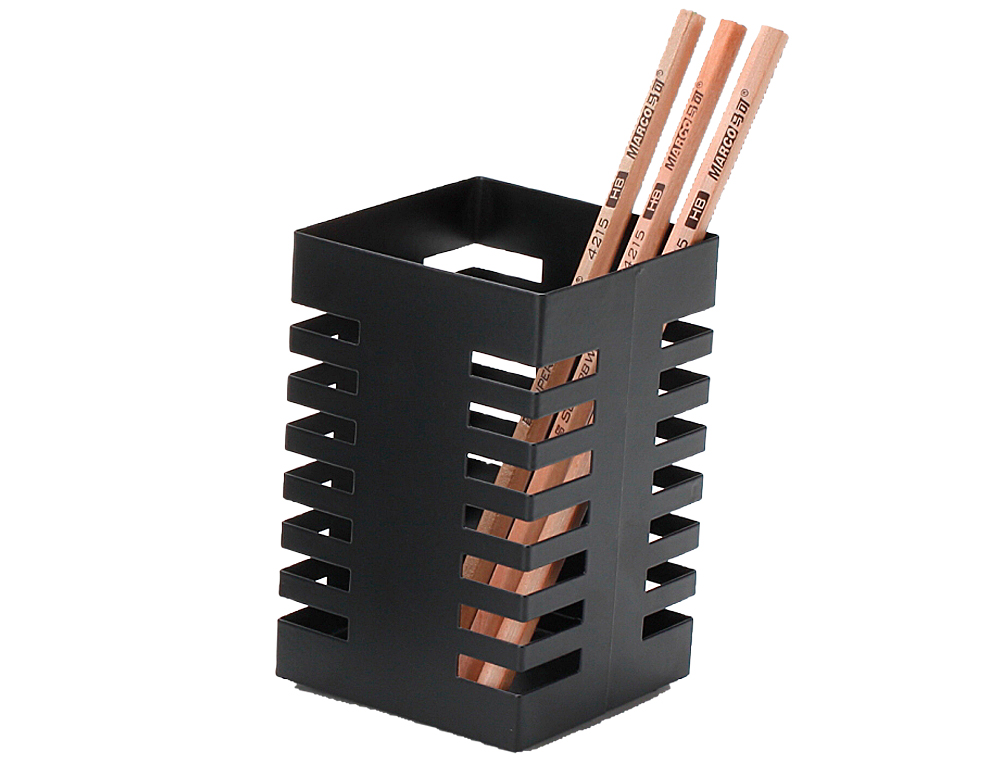 CUBILETE PORTALAPICES Q-CONNECT NEGRO METAL CUADRADO 72X108 MM