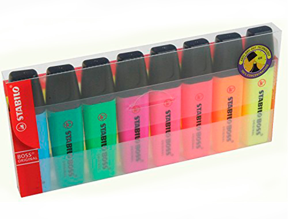 ROTULADOR STABILO BOSS FLUORESCENTE 70 ESTUCHE DE 8 UNIDADES COLORES SURTIDOS