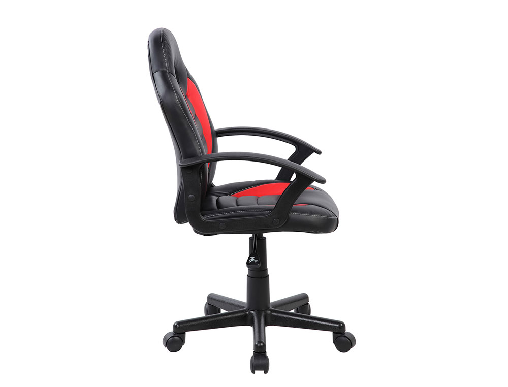 SILLA ROCADA GAMING CON BRAZOS FIJOS BASE NYLON CON RUEDAS SIMILPIEL NEGRO/ROJO 435X430X880-995 MM