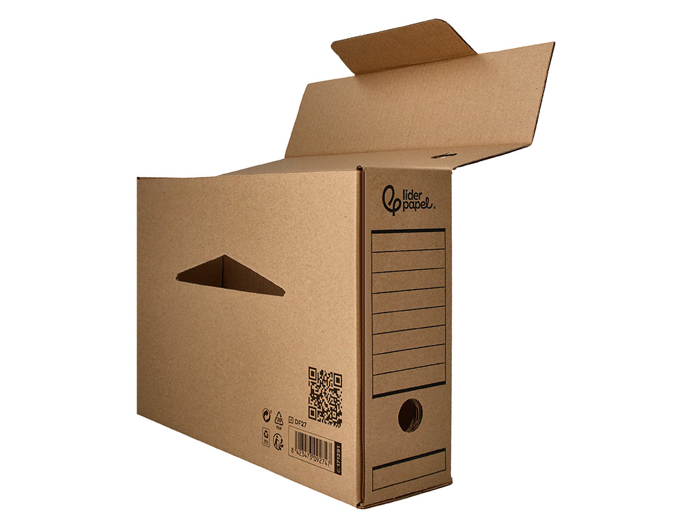 CAJA ARCHIVO DEFINITIVO LIDERPAPEL DIN A4 CARTON RECICLADO 325G/M2 LOMO 82 MM KRAFT 325X82X250 MM