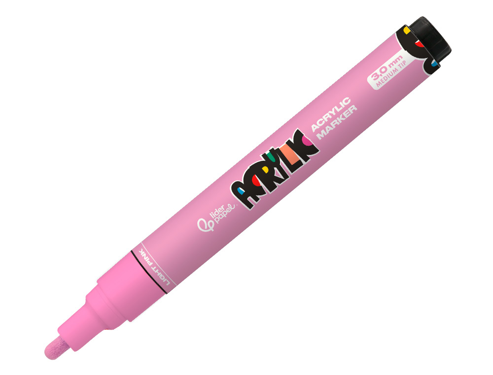 ROTULADOR LIDERPAPEL ACRYLIC BASE AGUA TODO TIPO DE SUPERFICIE PUNTA REDONDA 3 MM ROSA CLARO