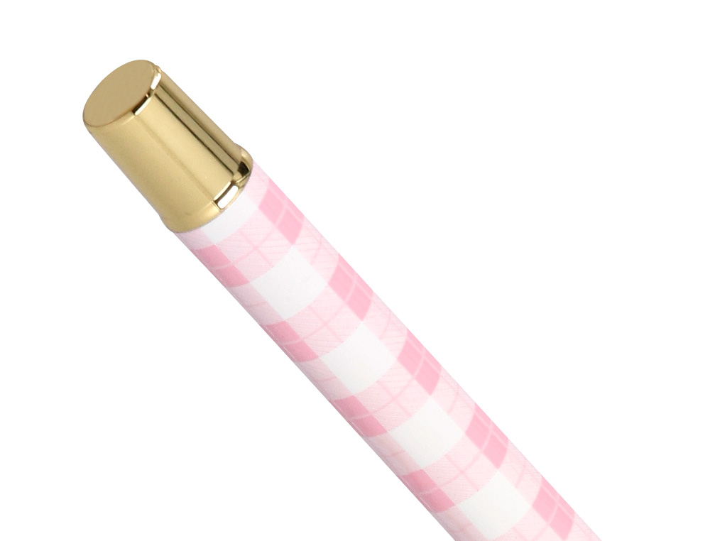 BOLIGRAFO BELIUS PICNIC ALUMINIO COLOR ROSA DORADO TINTA COLOR AZUL CAJA DE DISEÑO