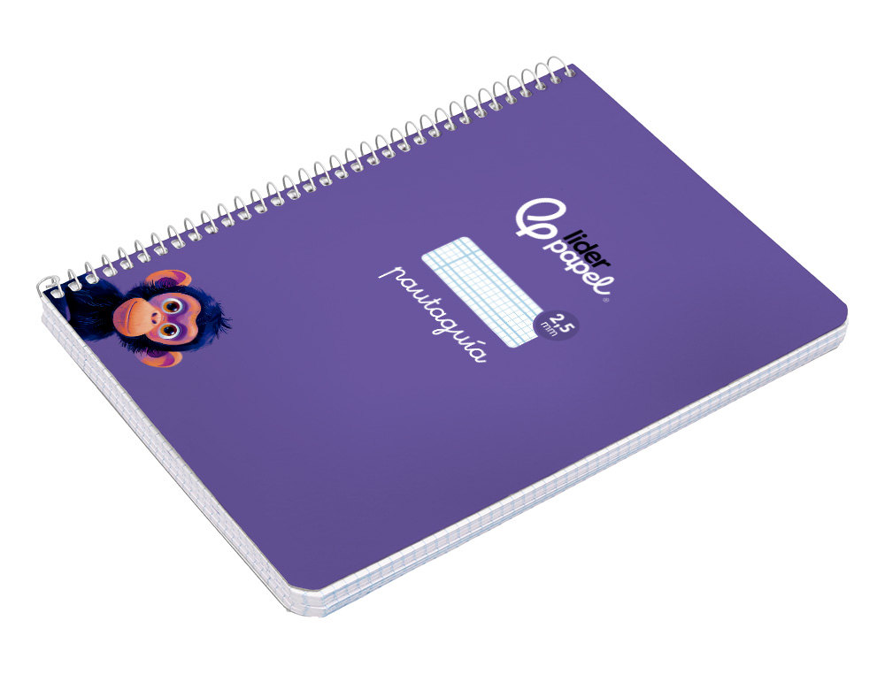 CUADERNO ESPIRAL LIDERPAPEL A5 PAUTAGUIA TAPA BLANDA 40H 75 GR CUADRO PAUTADO 2,5MM COLOR LILA