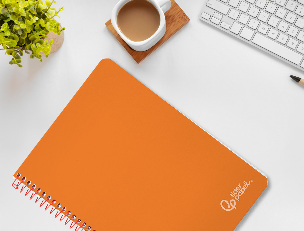 CUADERNO ESPIRAL LIDERPAPEL A4 WITTY TAPA DURA 80H 90GR PAUTA 3,5MM CON MARGEN COLOR NARANJA