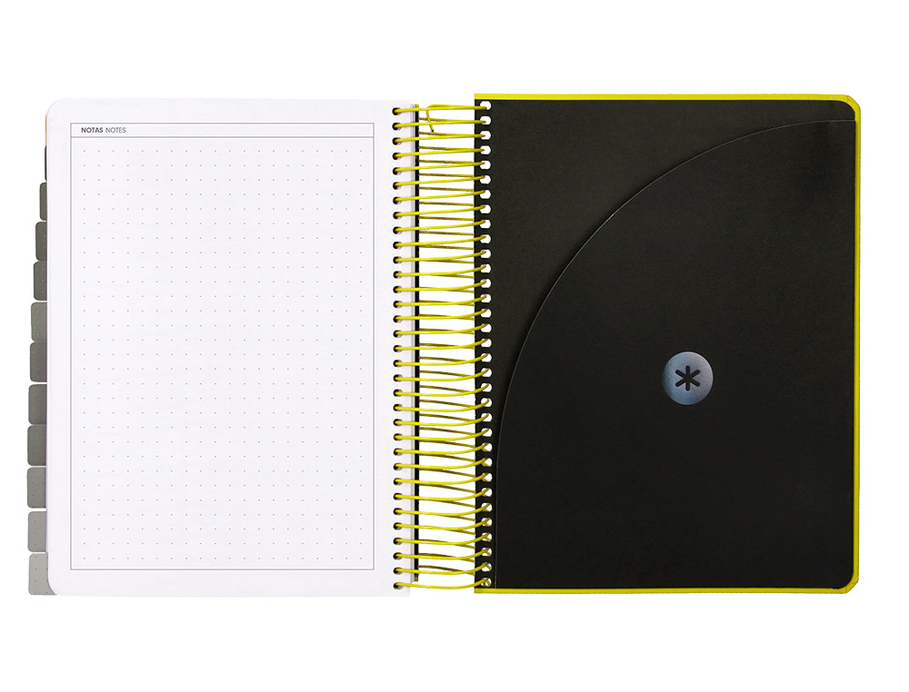 AGENDA ESCOLAR ANTARTIK 25-26 ESPIRAL NEON AMARILLO DIA PAGINA A5 BILINGÜE PAPEL FSC 80 GR