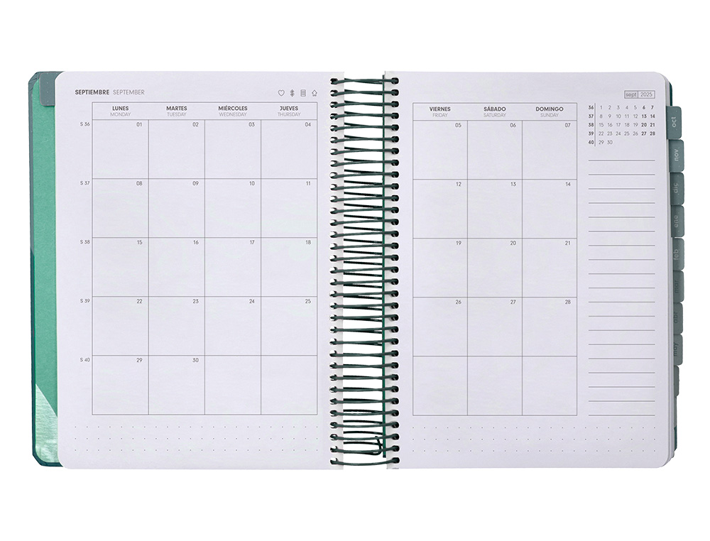 AGENDA ESCOLAR ANTARTIK 25-26 ESPIRAL FUN DAY AZUL OSCURO DIA PAGINA A5 BILINGÜE PAPEL FSC 80 GR
