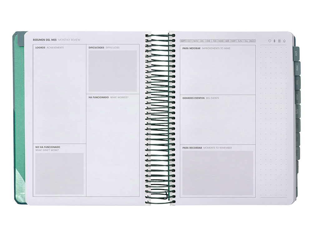 AGENDA ESCOLAR ANTARTIK 25-26 ESPIRAL FUN DAY AZUL OSCURO DIA PAGINA A5 BILINGÜE PAPEL FSC 80 GR
