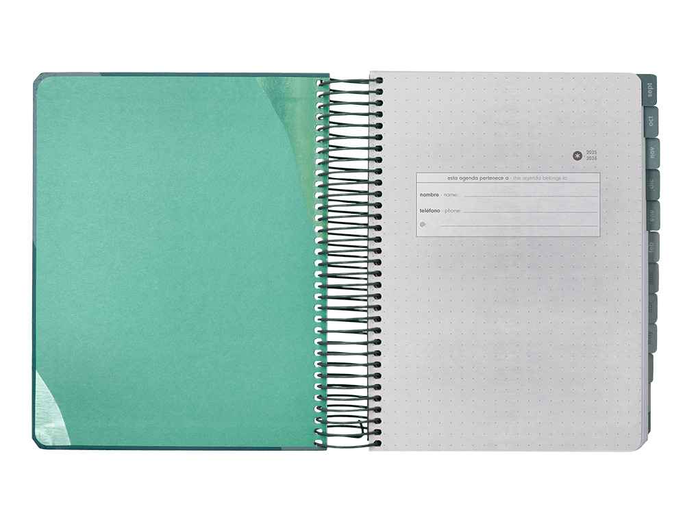 AGENDA ESCOLAR ANTARTIK 25-26 ESPIRAL FUN DAY AZUL OSCURO DIA PAGINA A5 BILINGÜE PAPEL FSC 80 GR