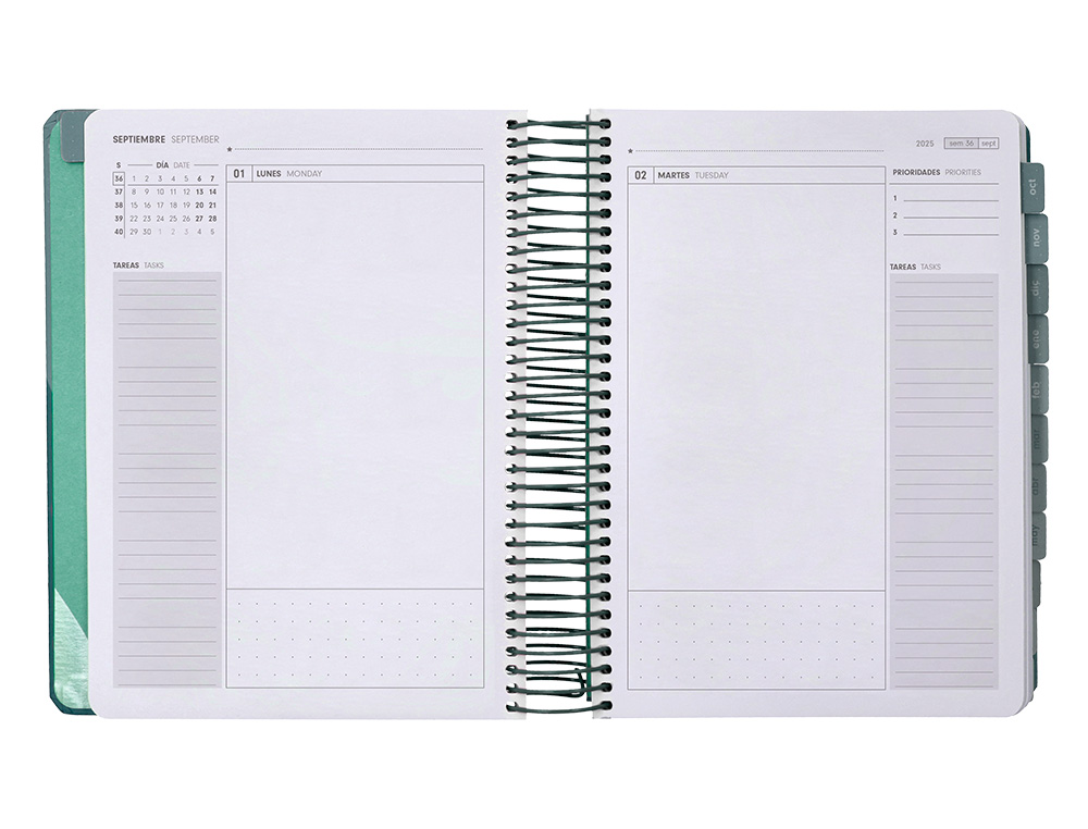 AGENDA ESCOLAR ANTARTIK 25-26 ESPIRAL FUN DAY AZUL OSCURO DIA PAGINA A5 BILINGÜE PAPEL FSC 80 GR