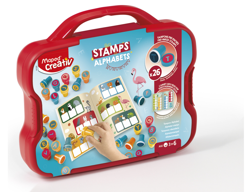 JUEGO MAPED CREATIV TEXTUR ART SELLO LETRAS MALETIN DE 26 UNIDADES