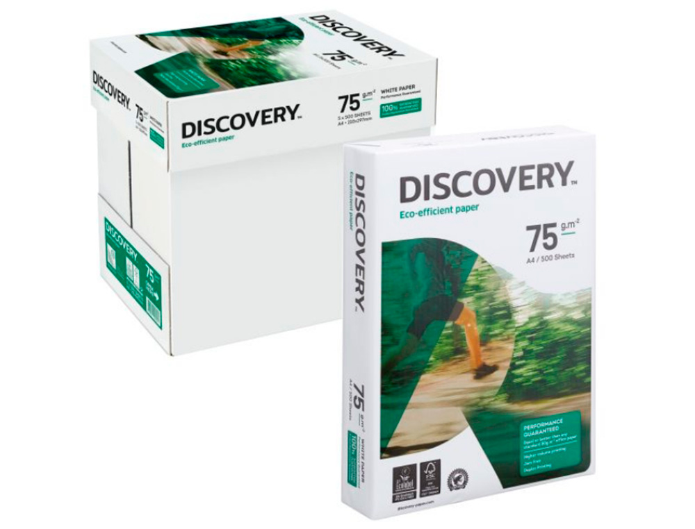 PAPEL FOTOCOPIADORA DISCOVERY DIN A4 75 GRAMOS PAPEL MULTIUSO INK-JET Y LASER PAQUETE DE 500 HOJAS