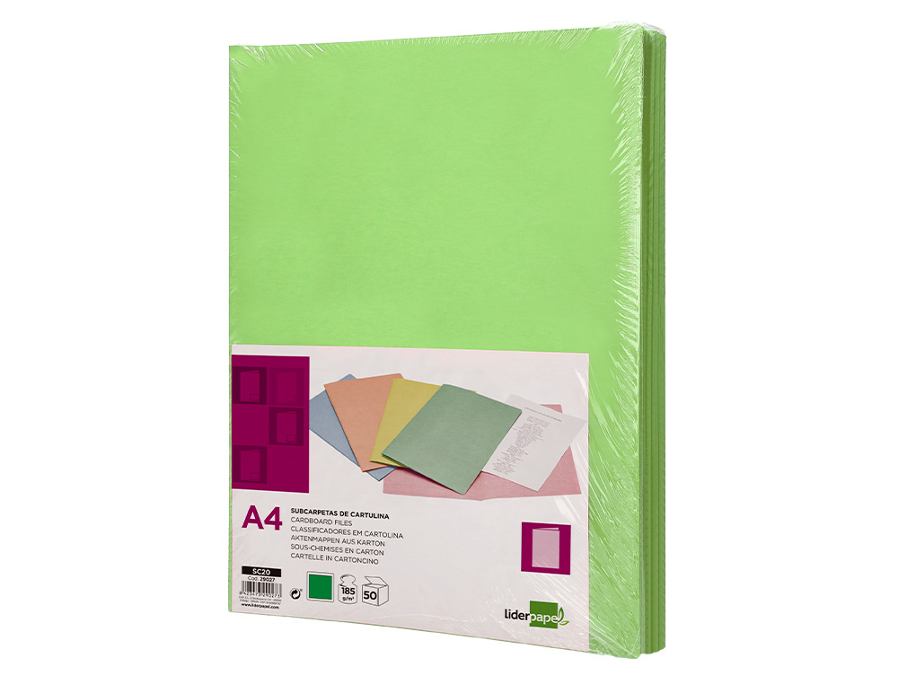 SUBCARPETA LIDERPAPEL DIN A4 VERDE INTENSO 180G/M2