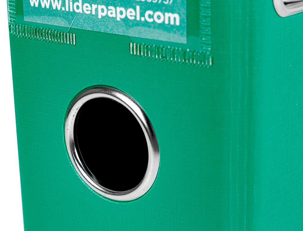 ARCHIVADOR DE PALANCA LIDERPAPEL A4 DOCUMENTA FORRADO PVC CON RADO LOMO 75MM VERDE COMPRESOR METALICO