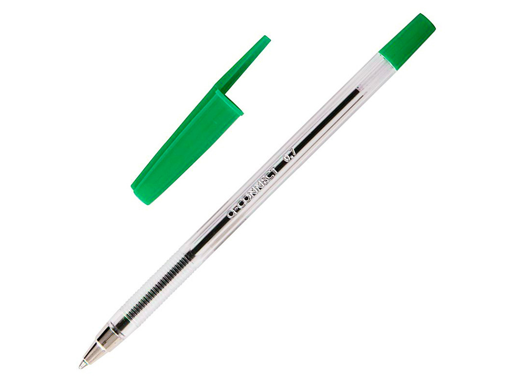 BOLIGRAFO TRANSPARENTE Q-CONNECT VERDE MEDIO KF01043