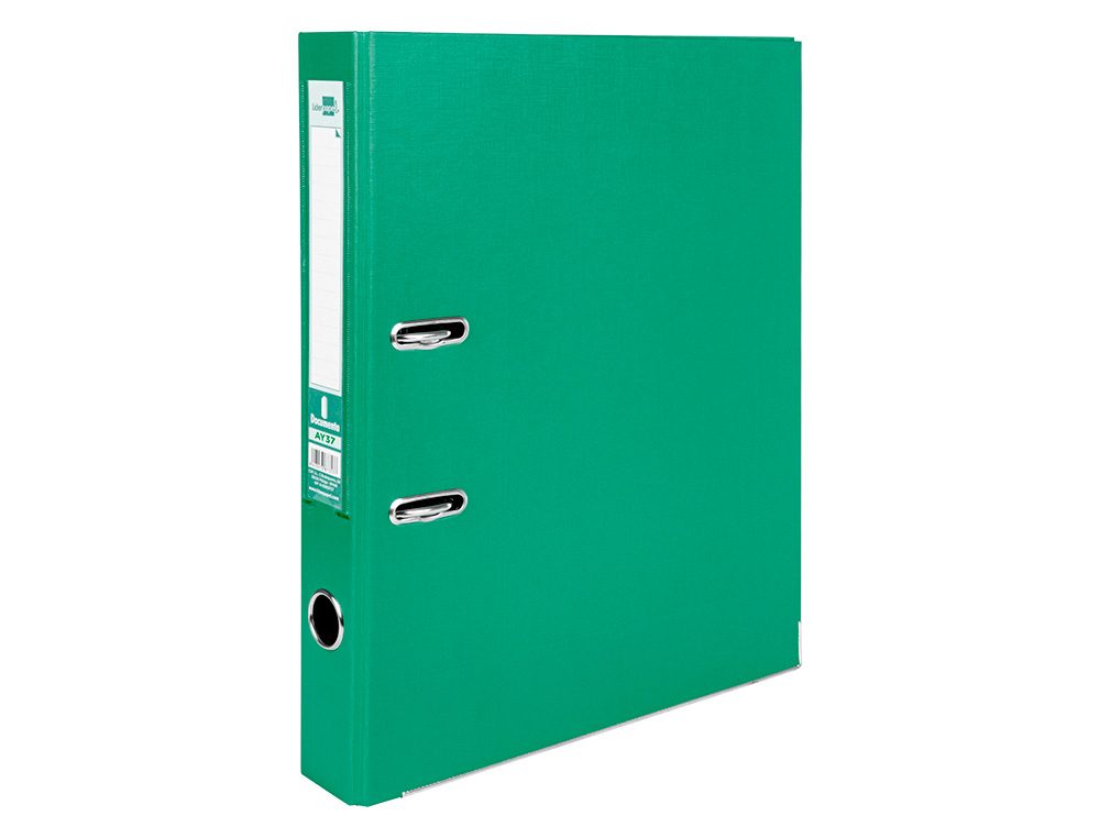 ARCHIVADOR DE PALANCA LIDERPAPEL FOLIO DOCUMENTA FORRADO PVC CON RADO LOMO 52 MM VERDE COMPRESOR METALICO