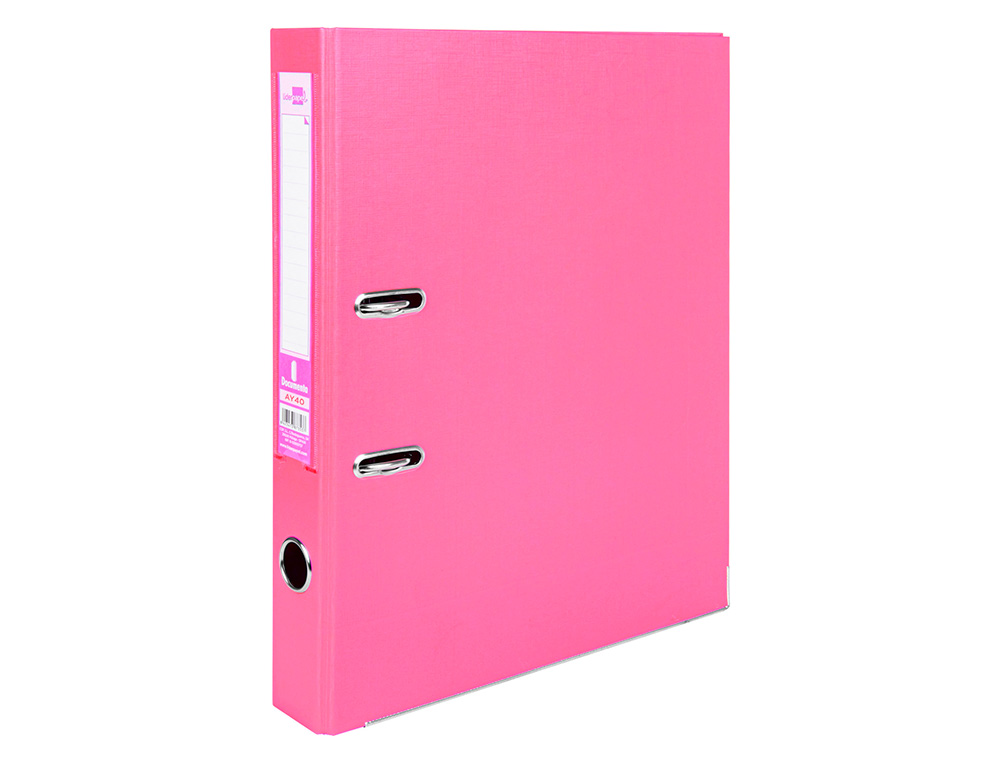 ARCHIVADOR DE PALANCA LIDERPAPEL FOLIO DOCUMENTA FORRADO PVC CON RADO LOMO 52 MM ROSA COMPRESOR METALICO