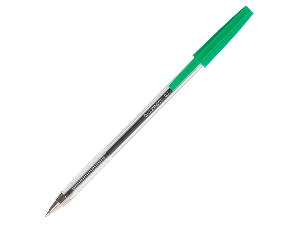 BOLIGRAFO TRANSPARENTE Q-CONNECT VERDE MEDIO KF01043