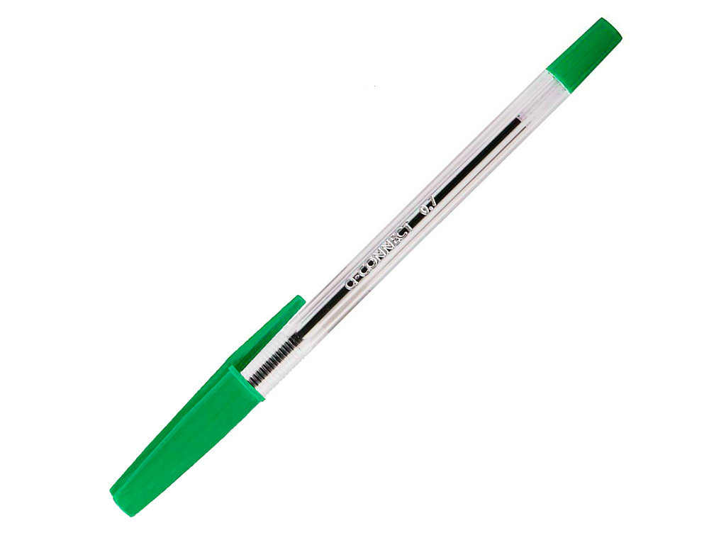 BOLIGRAFO TRANSPARENTE Q-CONNECT VERDE MEDIO KF01043