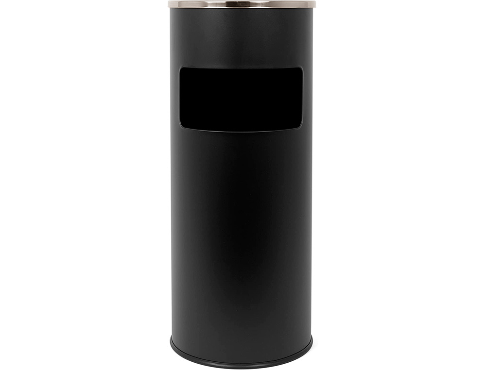 CENICERO PAPELERA METALICO Q-CONNECT CON RECOGECOLILLAS NEGRO 61,5X25 CM