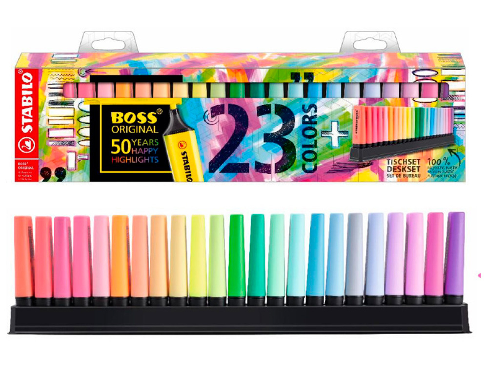 ROTULADOR STABILO BOSS FLUORESCENTE 70 DESKSET ESTUCHE DE 23 UNIDADES COLORES SURTIDOS