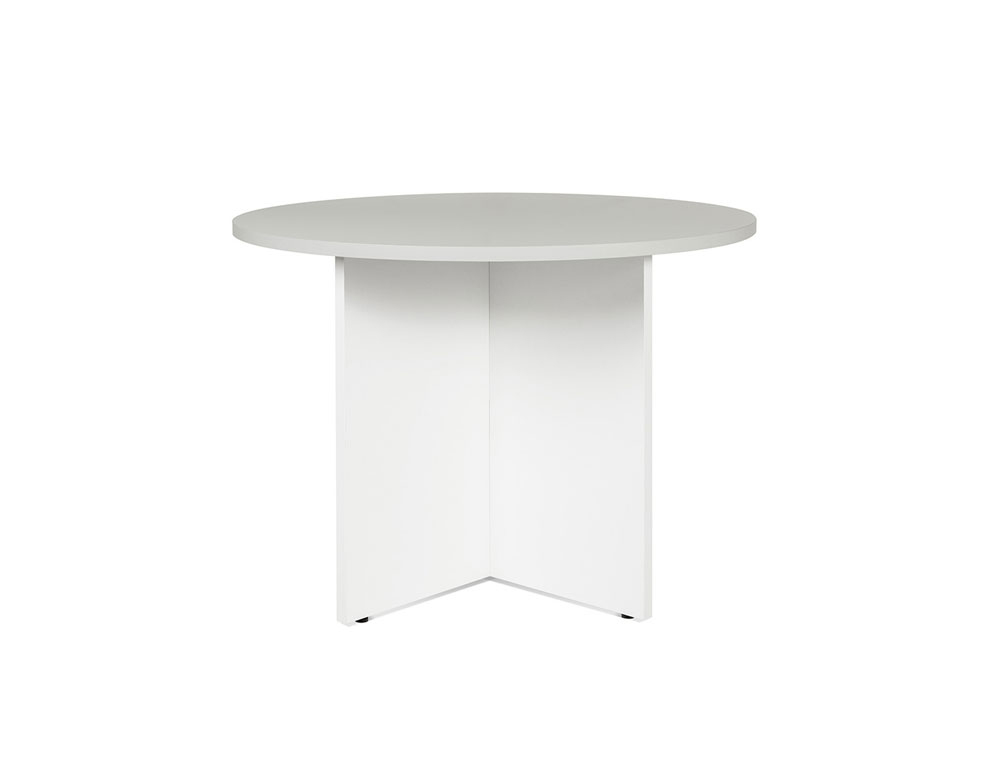 MESA DE REUNION ROCADA REDONDA 3005AW02 ESTRUCTURA MADERA EN ASPAS COLOR BLANCO TABLERO GRIS 100CM DIAMETRO