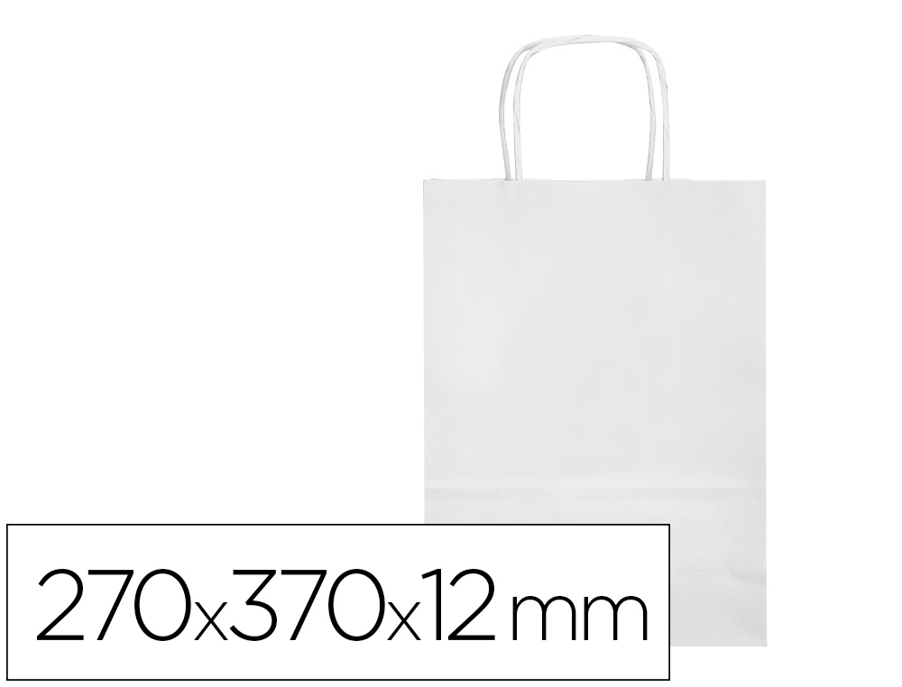 BOLSA PAPEL Q-CONNECT CELULOSA BLANCO M CON ASA RETORCIDA 270X370X12 MM