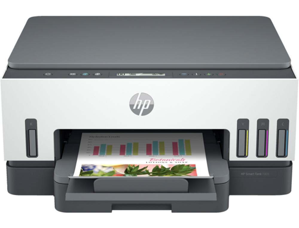 EQUIPO MULTIFUNCION HP SMART TANK 7005 INKJET A4 WIFI 20PPM NEGRO 16PPM COLOR ESCANER COPIA IMPRESORA FAX